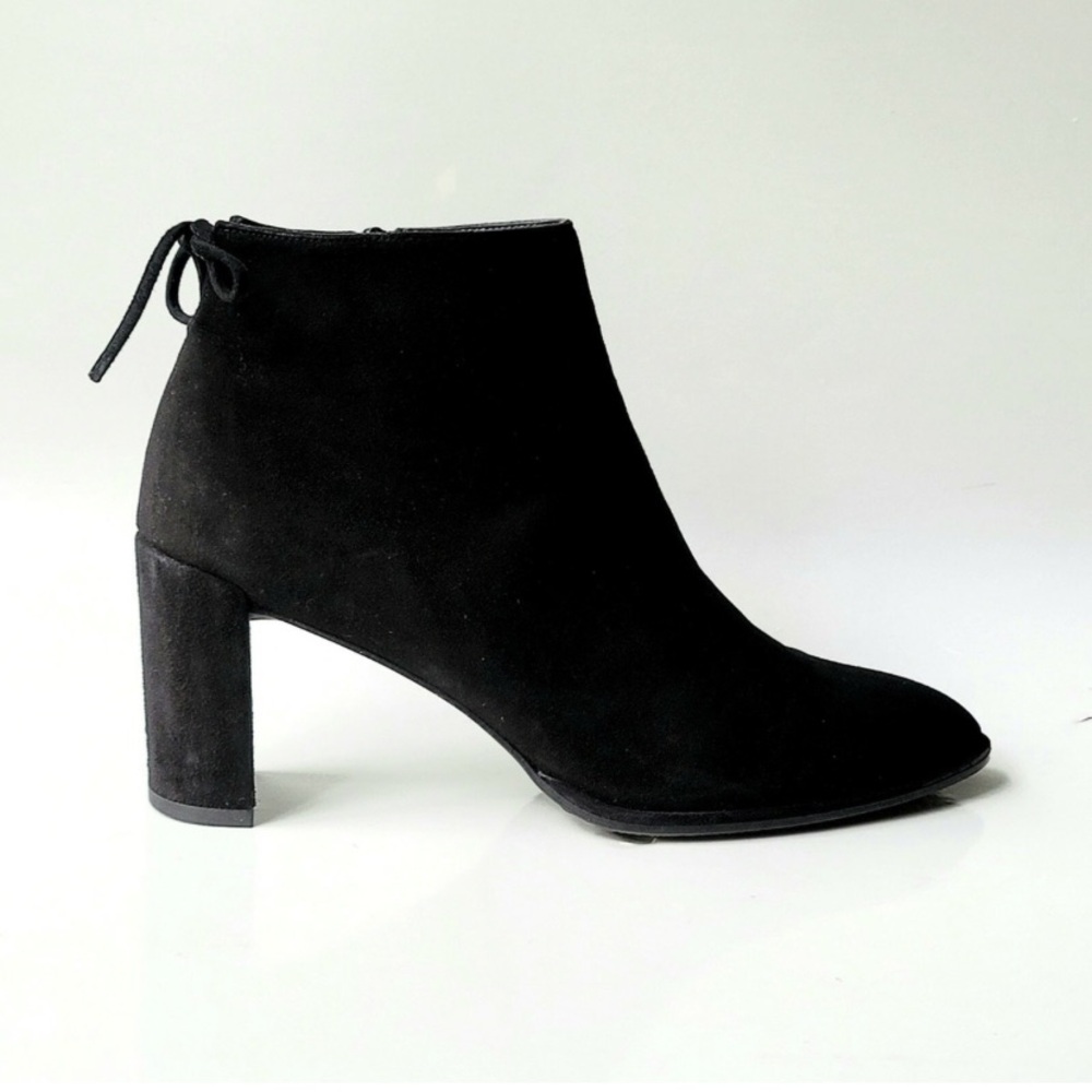 Stuart Weitzman Black Tie in the Back Heeled Booties